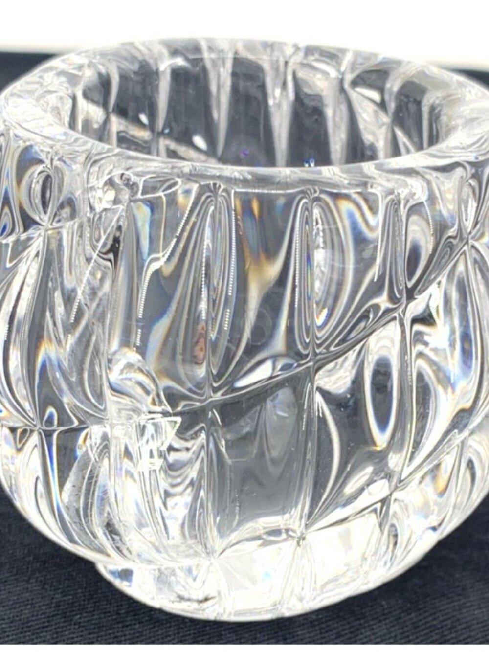 Tiffany & Co Crystal Glass Votive Candle Holder Quilted 2.25"